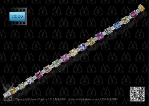 Multi-Colored Sapphire and Diamond Bracelet by Leon Mege