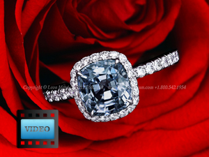 Blue spinel  micro pave halo engagement ring by leon mege