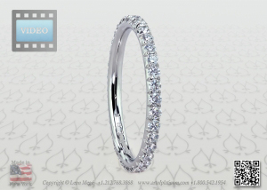 Diamond micro pave v-cut eternity wedding band by Leon Megé