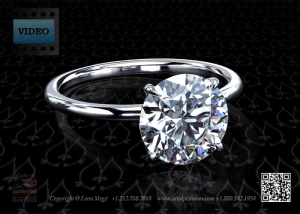 Round diamond set in a modern solitaire by Leon Mege