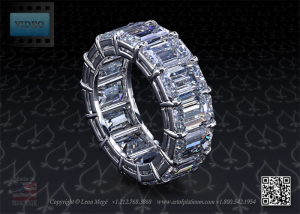 Shared prongs platinum band by Leon Mege