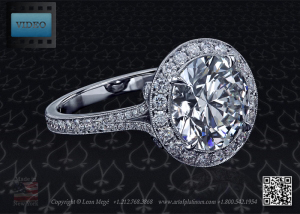 Cold Fusion exclusive design engagement ring with halo and round diamond by Leon Mege