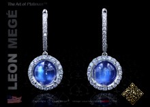 Halo round moonstone drop earrings by Leon Mege