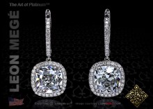 Cushion halo diamond earrings by Leon Megé