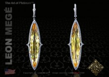 Yellow Golden beryl earrings with micro pave by Leon Mege