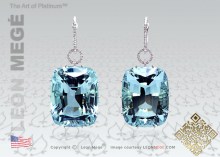 Important large unheated aquamarine earrings by Leon Mege.