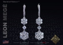 Drop earrings with diamonds and rubies by Leon Mege