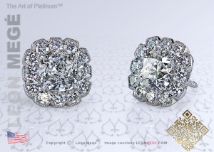 Dynasty™ cushion diamond stud earrings by Leon Mege.
