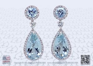 Blue aquamarines in chandelier detachable earrings by Leon Mege