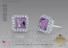 Lavender spinel stud earrings with diamond micro pave by Leon Megé