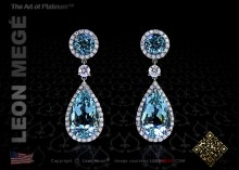 detachable aquamarine diamond earrings platinum micropave by leon mege