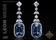  drop earrings, featuring 12.83 carat cushion grey sapphires.