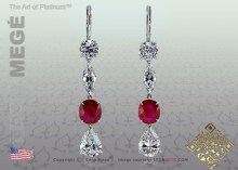Diamond and Ruby Drop Earrings by Leon Megé