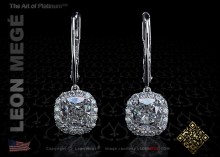 Halo Modern Cushion Diamond Earrings by Leon Megé