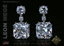 16 carat cushion cut diamond drop earrings by Leon Megé