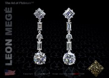 Art Deco style round diamond drop earrings by Leon Megé