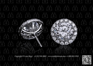 Halo diamond earrings by Leon Mege
