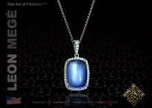 Pendant platinum necklace 5.00 carat moonstone with micro pave by Leon Megé