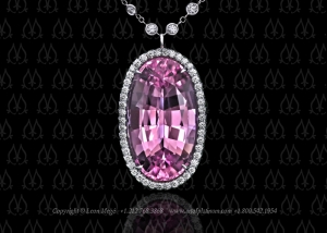 Precious pink topaz pendant with micro pave by Leon Mege