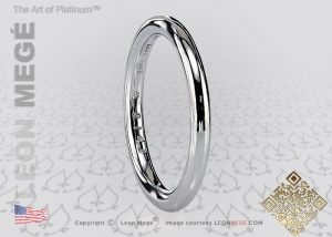 2 mm hand forged platinum wedding band by Leon Mege.