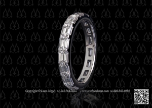 Emerald cut diamond wedding band by Leon Mege