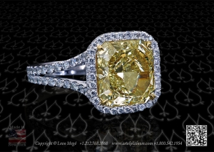 Split shank yellow diamond ring by Leon Mege