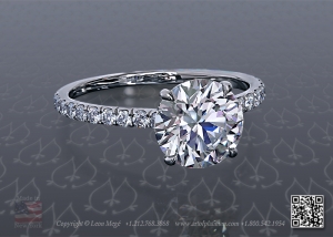 Solitaire pave engagement ring by Leon Mege