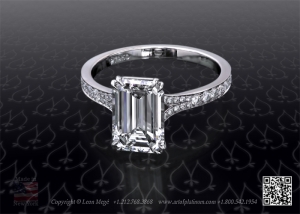 Emerald cut diamond rings by Leon Mege