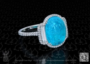 Paraiba Tourmaline three stone  ring by Leon Mege