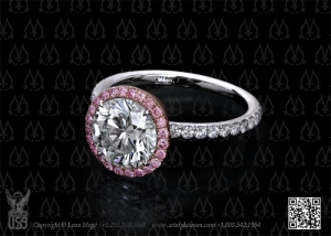 Custom made halo engagement ring by Leon Mege