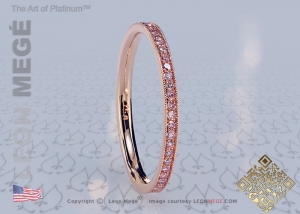 Pink diamond micro pave wedding band by Leon Megé