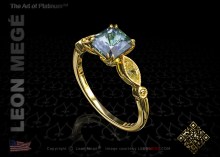 Custom ring with 1.45 carat greenish-blue radiant sapphire by Leon Mege