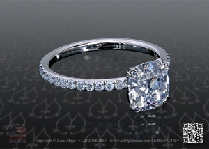 Solitaire pave engagement ring by Leon Mege