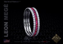 Triple strand Marina eternity band with buffed top rubies and full cut diamonds by Leon Mege.