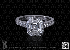 Asscher cut engagement rings custom made by Leon Mege