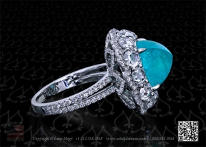 Blue sugarloaf Paraiba tourmaline ring by Leon Mege