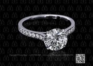 Solitaire pave engagement ring by Leon Mege