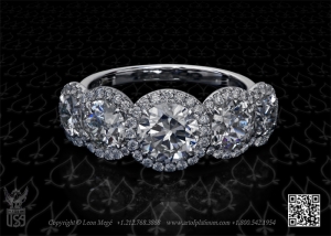 Custom made engagement ring five stone by Leon Mege