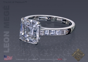 Solitaire asscher cut diamond engagement ring by Leon Megé