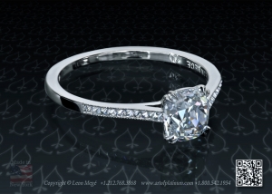 Custom made engagement ring solitaire by Leon Mege