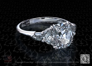 Antique cushion five-stone diamond engagement ring by Leon Mege