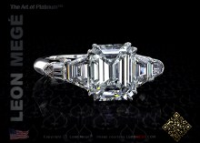 Five-stone ring, featuring 2.31 carat emerald diamond by Leon Mege.