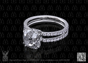 Split shank solitaire with micro pave on a thin shank
