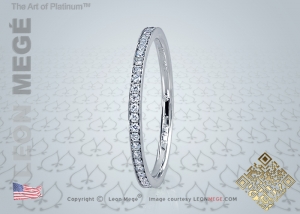 Bright cut pavé 1.8mm wedding band by Leon Mege.