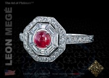 Cabochon red ruby solitaire ring by Leon Megé