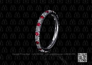 Wedding Band with Rubies and Diamonds by Leon Mege