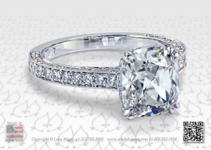 True Antique™ cushion solitaire diamond engagement ring by Leon Mege