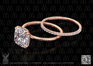 Pink Gold Modern Solitaire Ring by Leon Megé