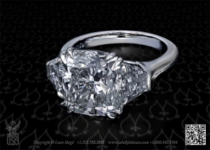 Three Stone Cushion Diamond Engagement Ring by Leon Mege R5650
