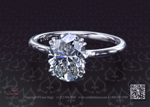 Oval diamond solitaire engagement ring by Leon Mege